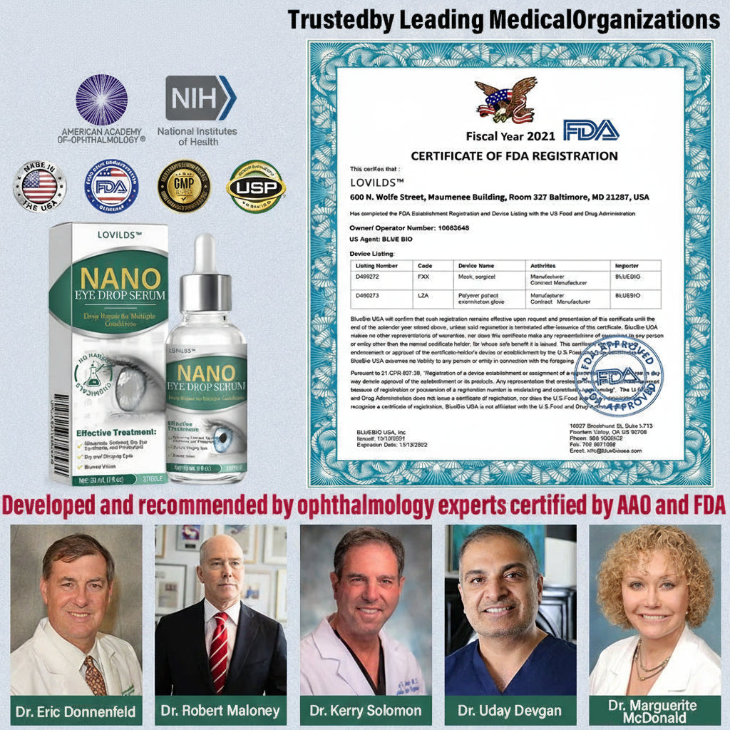 👩‍⚕️LOVILDS™ Nano Eye Drops Serum ✅FDA Approved(Suitable for presbyopia, dry eye syndrome, glaucoma, and cataracts) 👀