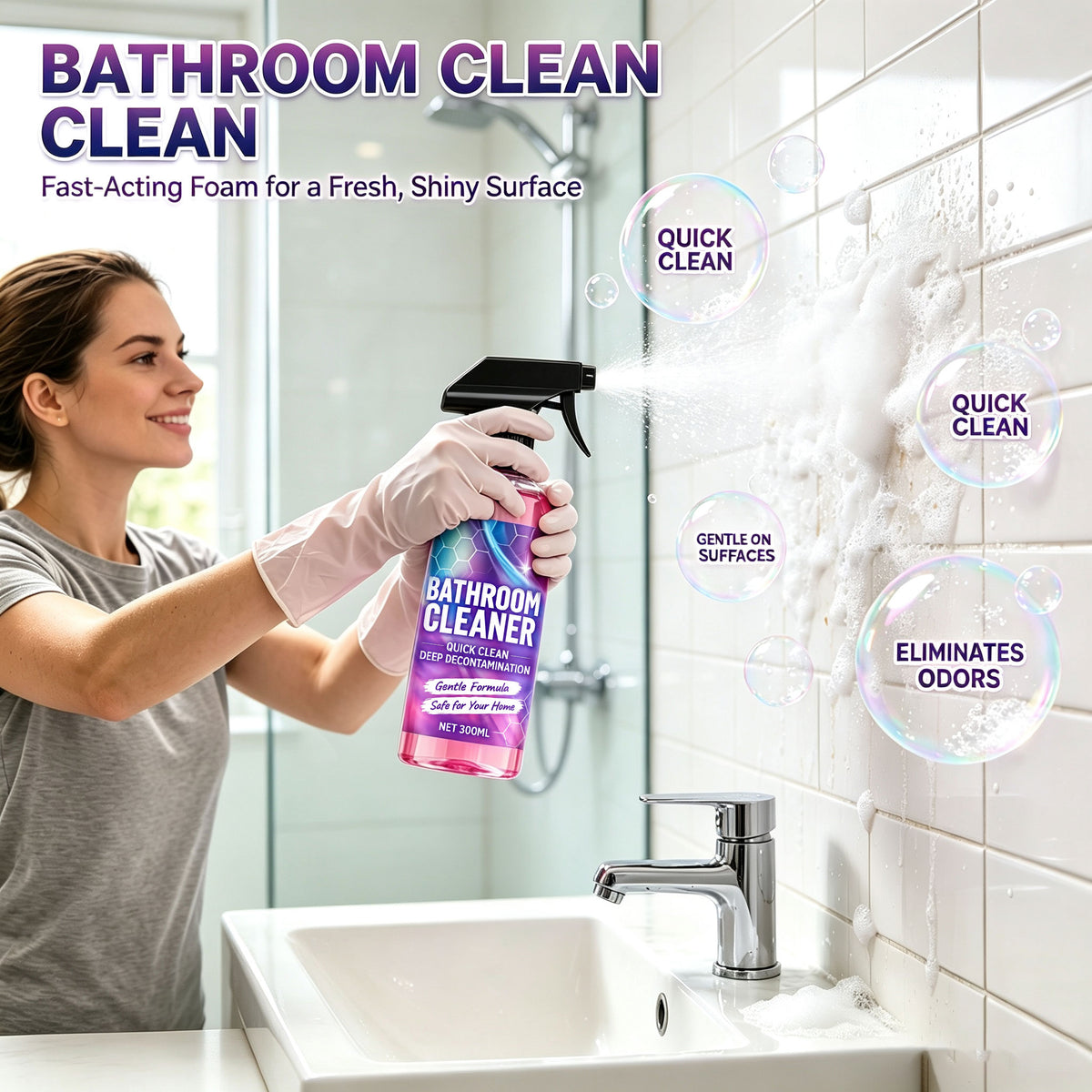 ✨30-Second Bathroom Cleaner Spray, Instant Stain Removal