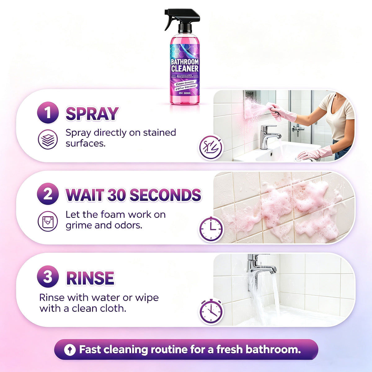 ✨30-Second Bathroom Cleaner Spray, Instant Stain Removal