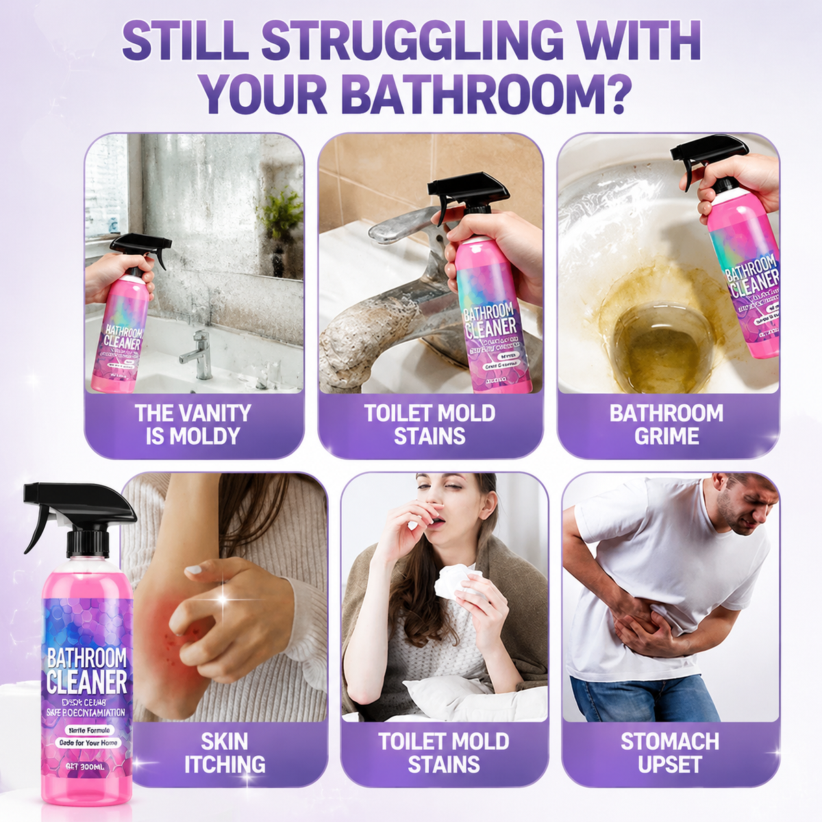 ✨30-Second Bathroom Cleaner Spray, Instant Stain Removal
