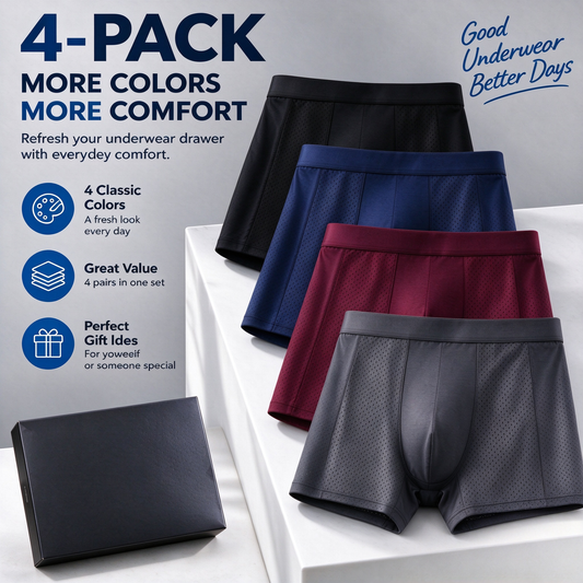 🧊 Men's Ice Silk Cooling Boxer Briefs 4-Pack